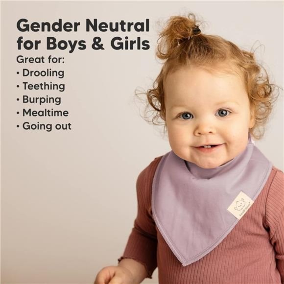 8-Pack Organic Baby Bandana Drool Bibs for Girls - Baby Bibs for Baby Girls - Picture 6 of 7